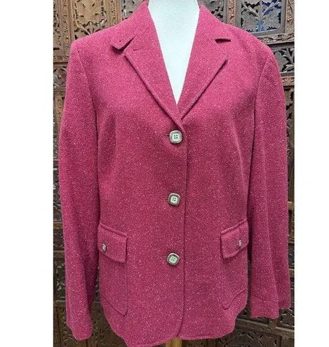 L.L.Bean  Women’s Three Button Wool Blend Tweed Blazer Sport Coat Size L