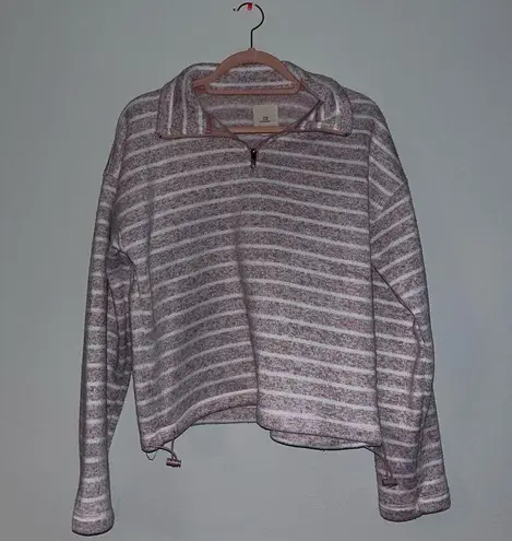 Thread and Supply  Pink Striped Quarter-zip Pull Over Sweatshirt