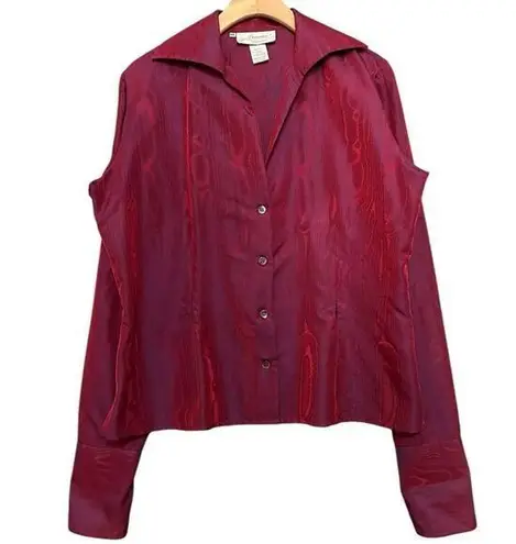 Antonelli Women’s Size 48 L Red Magenta Iridescent Button Long Sleeve Down Shirt Size L