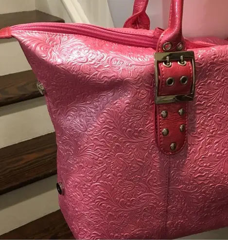 SHARIF 1827 Paisley Pink Shoulder Bag Adjustable Handle Sides