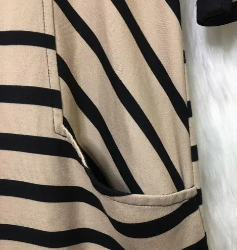 J. McLaughlin  Black & Taupe Striped Catalyst Dress