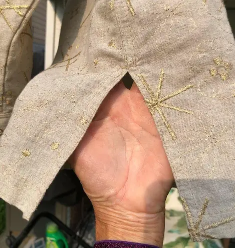 Buttons Vintage 80s Gene Ewing BIS Embroidered Flowers and Stars Jacket Gold  L thumbnail 9