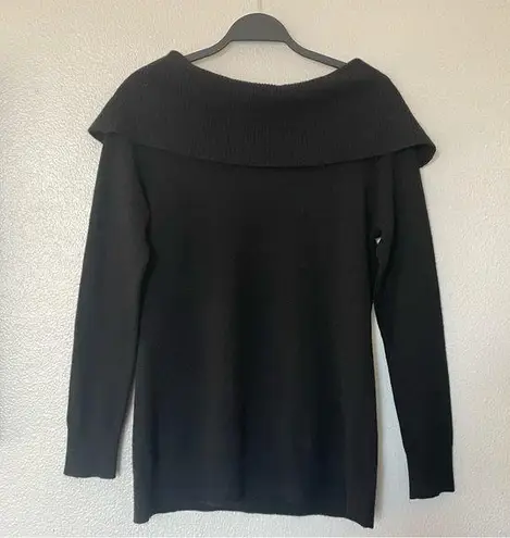 Cynthia Rowley  100% Cashmere Black On/Off Shoulder Sweater Size Small