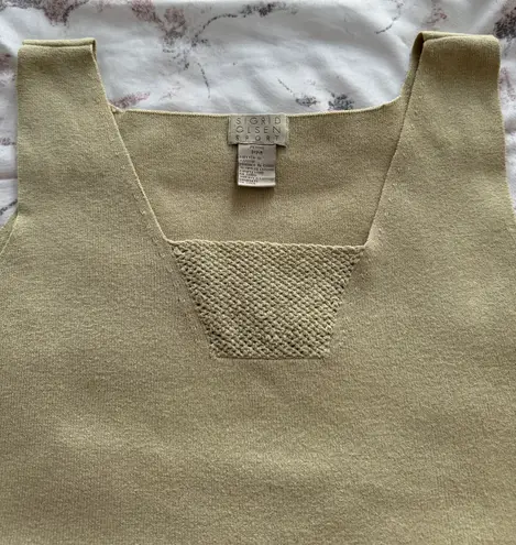Sigrid Olsen Sport Gold Knitted Square Neck Tank Top, size M Petite