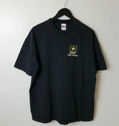 Vintage Y2K Army T Shirt Black XL Extra Large USA Graphic Tee Short Sleeve Solid