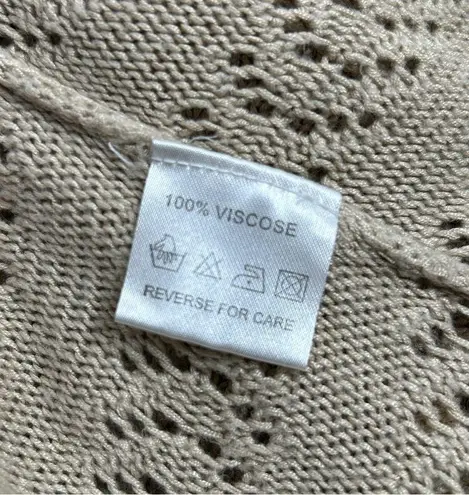 BELLDINI Beige Tan Open Knit Cardigan Vest Kimono Size M