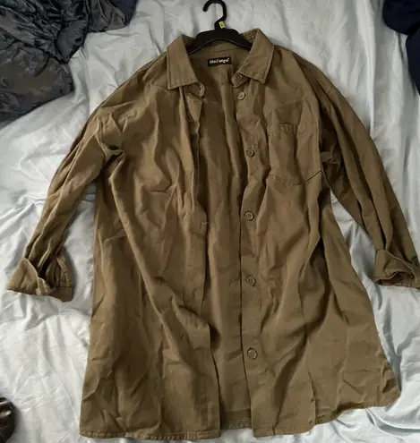 Like an angel Vintage-Style Khaki Oversized Shirt Jacket 🐍