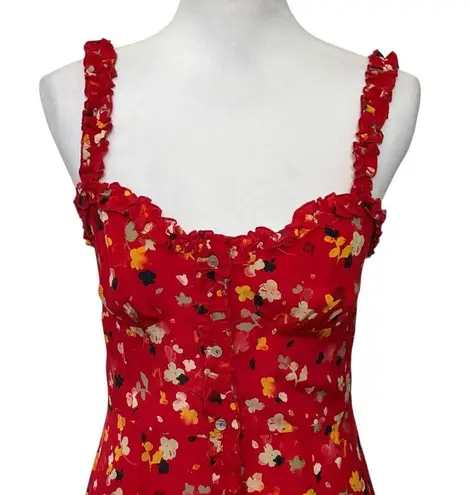 Realisation Par Julia Rouge Fleur Mini Dress Red Silk Women’s Size Small Floral
