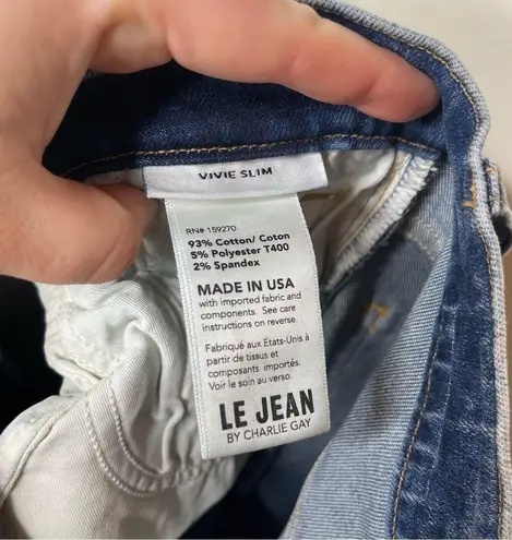 Le Jean Vivie Slim distress high rise jeans sz 27