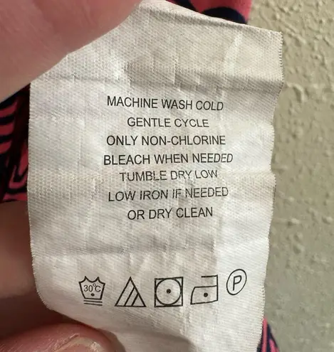 Motherhood Maternity Navy Blue Pink Short Sleeve Jersey Knit Wrap Dress Size S