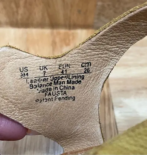 NAYA “Fausta” Yellow Woven Leather Ankle Strap Wedge Heeled Sandal Size 9