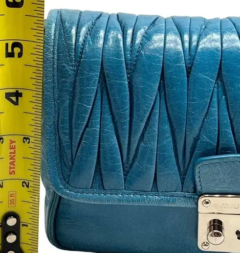 Miu Miu Laguna Matelasse’Lux Bandoliera blue shoulder bag model 5BH088