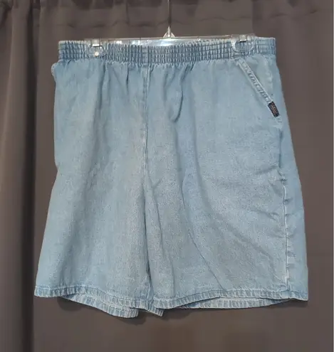 Chic Women's Size 18 Denim Shorts, Elastic High Waist, Vintage Blue Denim, USA