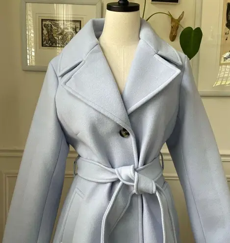 Nine West NWOT  Periwinkle Blue Belted Pea Coat Trench Coat L