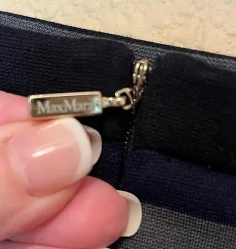 Max Mara Striped Knee Length Straight Pencil Skirt Blue Cream Size XS