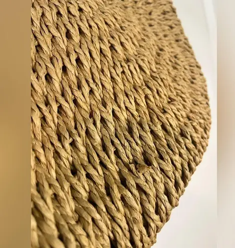 Handmade Unbranded Savanna Weave Styled Woven Bag w/ Black Trim Pom-Poms and Ribbon