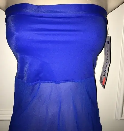 Zuliana Blue Spandex Top/Mesh Bottom Made In USA NWT
