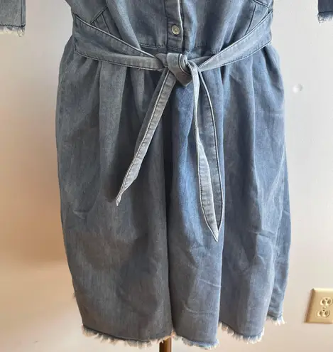 Given Kale Chambray Raw Edge Jean Button Down Dress- Size XL