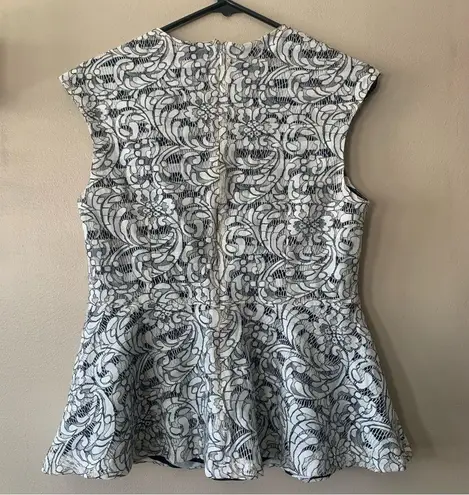 Ny&co NWT 7th Avenue Lace Striped Peplum Blouse Size M