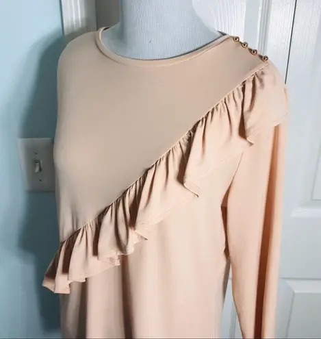 Ivanka Trump Pale Pink Long Sleeve Ruffle Top Size Small