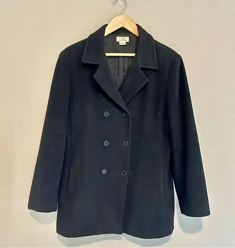 346 Brooks Brothers Black Wool Cashmere Blend Peacoat Coat Size Medium Preppy