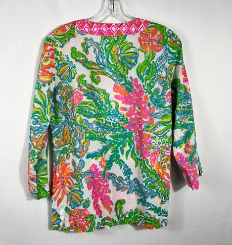 Lilly Pulitzer Amelia Island Tunic in Casa Marina 3/4 Sleeve Tropical Top XS