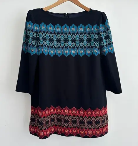 St. John Sweater Large Wool Blend Knit Damask Southwestern Mod Metallic Luxe Art