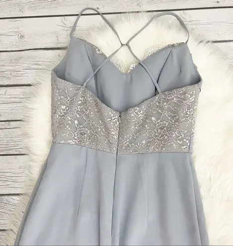 Hayley Paige Occasions Hayley Paige Silver Chiffon Bridesmaid Dress