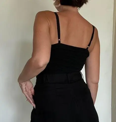 Cutout Corset Bodysuit Black Size L