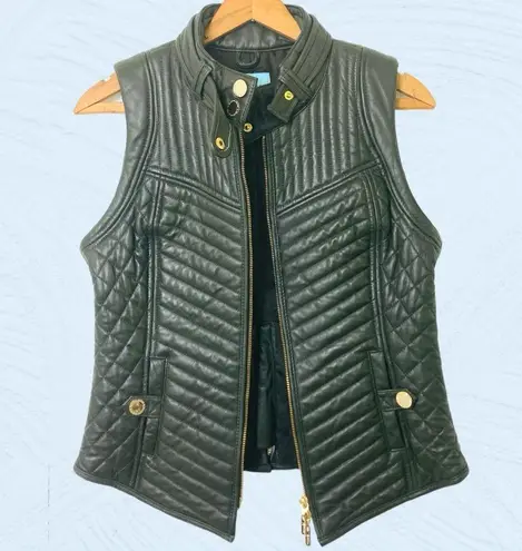 Guess by Marciano  Women’s Medium Quilted Natural Green Leather Biker Vest