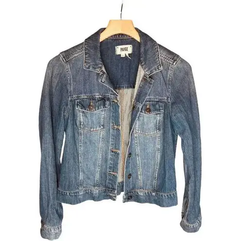 Paige  Light Washed Distressed Denim Jean Jacket - Image 1