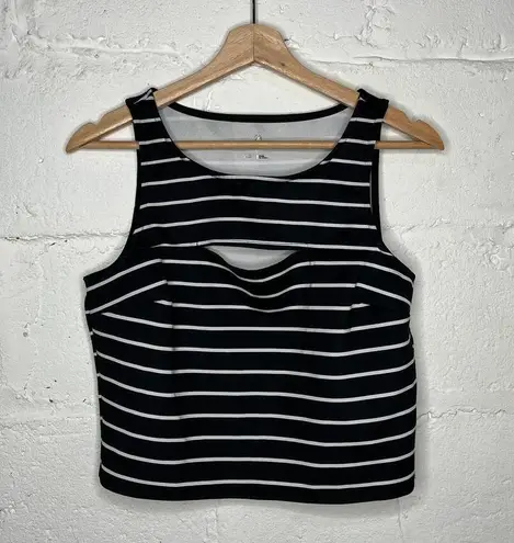 Decree Women's Black White Striped Tennis Sleeveless Top & Mini Skirt Set Large