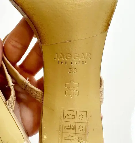 Jaggar The Label Square Toe Heels Two Strap Leather Nude Tan Women's 38 US 7