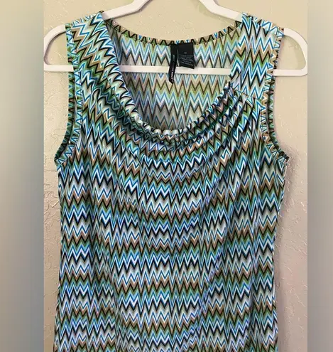 Saint Tropez West Cowl Neck Top Size Medium Geometric Pattern Career Top