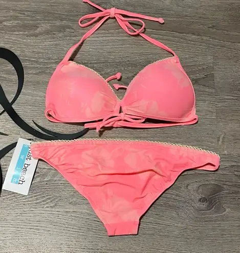 NWT Push Up Just Beach Cheeky Pink Two Piece Bikini Swim | Bathing Suit Size M - Image 1