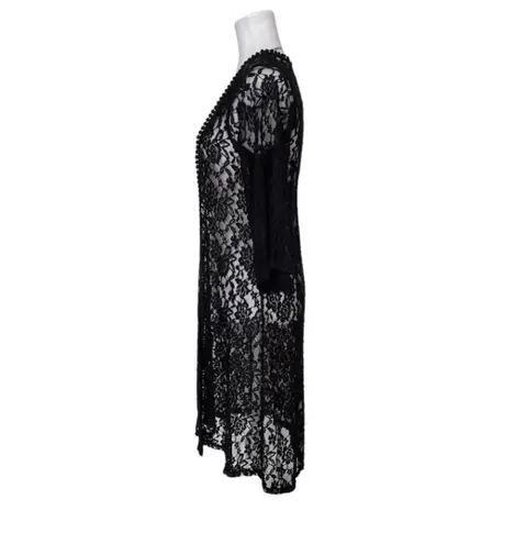 MAUVE Dressy Black Floral Lace Maxi Open Long Cardigan Size Small NWT