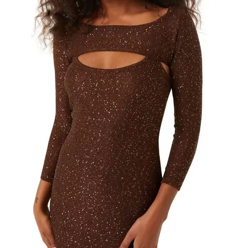 MISA Los Angeles NWT Lisette Sequin Midi Dress in Chocolate Shimmer Size M