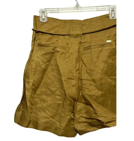 Scotch & Soda High Rise Short Belted Waist Side Pocket Linen Blend Brown XS NWOT