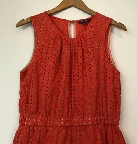 Peter Som  DESIGNATION Coral Pink Orange Nude Eyelet Sleeveless Fit Flare Dress 8