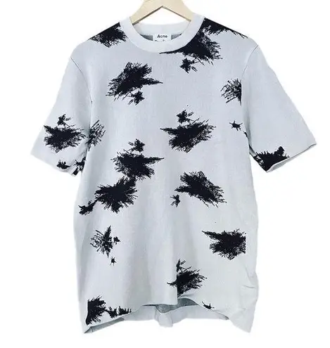 Acne Studios Sweater Ink Splatter Print Short Sleeve Size Small FLAWS