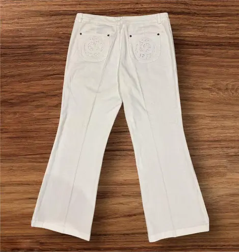 INC White Embroidered Flare Jeans Womens Petite 12P Stretch Comfort Wide leg