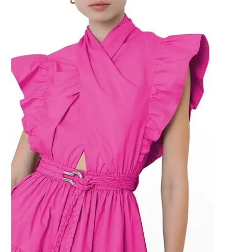 Derek Lam  10 Crosby Finne Ruffled Wrap Tiered Mini Dress in Pink 38 Womens