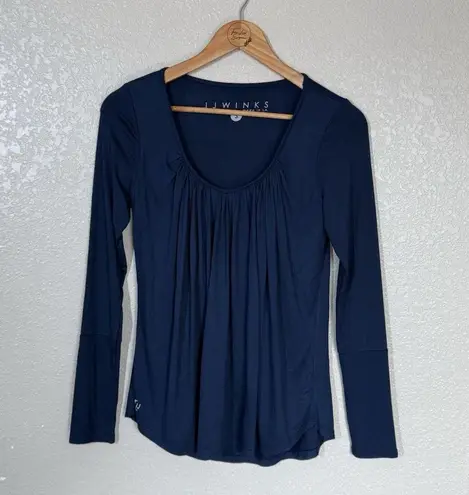 JJ Winks Navy Full Moon Long Sleeve Top Small Braless Soft Braless Sleep Blue