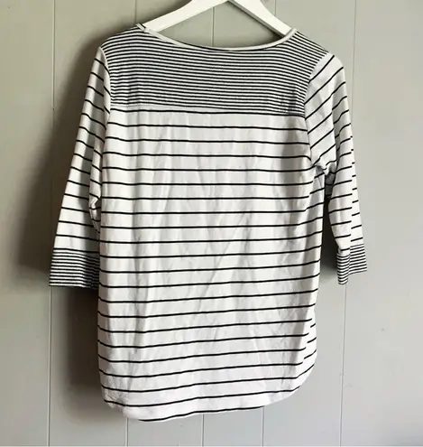 Pink Clover Curved Hem 3/4 T-SHIRT Mariniere Striped Pullover M