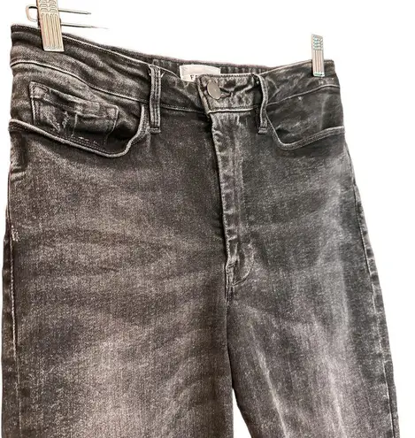 Frame Le One High Rise Waist Crop Skinny Denim Jeans Hughes Acid Wash Grey 2