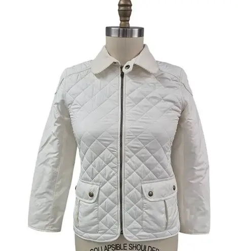 Polo Ralph Lauren Polyester Quilted Jacket Corduroy Collar Winter White Sz L Size L