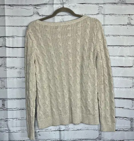 Lauren Ralph Lauren Black Label Cable Knit Cream Sweater Preppy Fall M Vintage Size M