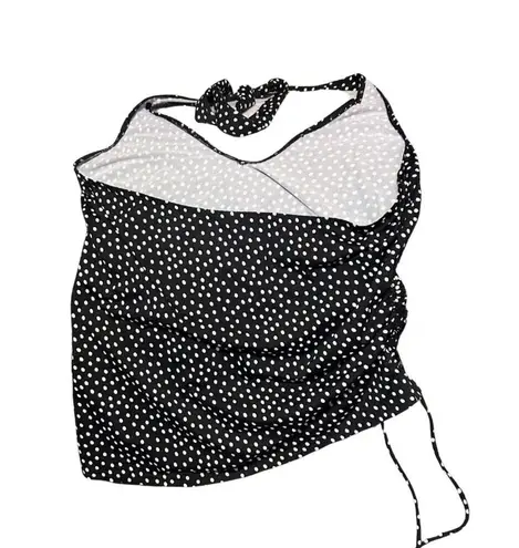 Lands' End Polka Dot Halter Swim Top Size 8 Black