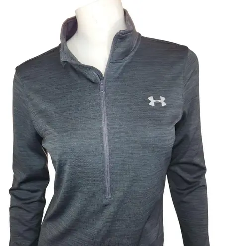 Under Armour  Womens Small 1/4 Zip Long Sleeve Mock Neckline Gray HeatGear Fitted