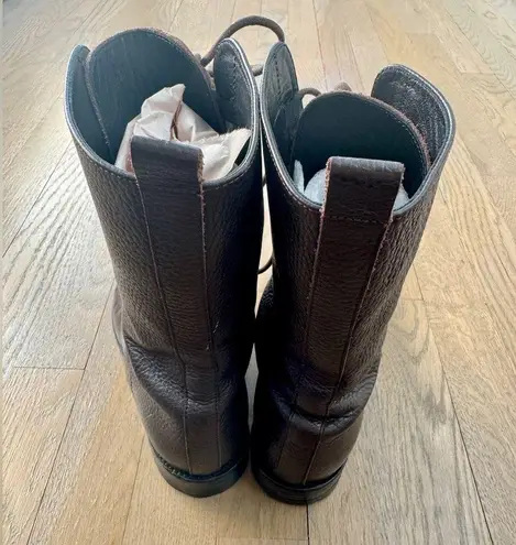 A SOLIANI MILANO Gothic Core Combat Brown Pebbled Leather Lace Up Boots SZ 36.5